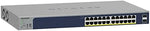 NETGEAR 24-Port Gigabit Ethernet Smart Managed Pro PoE Network Switch (GS724TP) - Hub with 24 x PoE+ @ 190W, 2 x 1G SFP, Desktop/Rackmount, and ProSAFE Protection