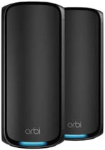 NETGEAR RBE972SB Orbi 970 Series Quad-Band WiFi 7 Mesh Networking System Black Edition, Router with 1 Satellite Repeater, Coverage up to 440 m2, 200 Devices, 10 Gig Port, BE27000 802.11be