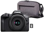 Canon EOS R100 + RF-S 18-45mm F4.5-6.3 IS STM Lens - Compact Mirrorless Digital Camera - 24.1 MP, 4K Video - 6.5fps Continuous Shooting - Face & Eye Detection, Bluetooth, Wi-Fi - Camera Bag+64GB Card