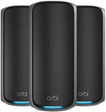 NETGEAR Orbi Quad-band WiFi 7 Mesh System RBE973SB, WiFi 7 Router Plus 2 Satellite Extenders, Coverage up to 10,000 sq. ft. & 200 Devices, 10 Gbit Internet Port, BE27000 802.11be (up to 27Gbps)