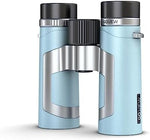 ZOOMR 10x34 Compact and Portable Binoculars (10x Magnesium Case, Includes Smartphone Adapter and Accessories) Miami Blue