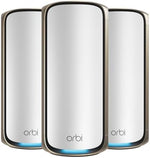 NETGEAR Orbi Quad-band WiFi 7 Mesh System RBE973S, WiFi 7 Router Plus 2 Satellite Extenders, Coverage up to 10,000 sq. ft. & 200 Devices, 10 Gbit Internet Port, BE27000 802.11be (up to 27Gbps)