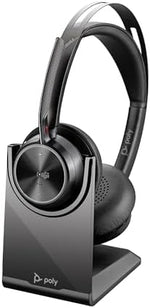 POLY Voyager Focus 2 UC Wireless Headset w/Microphone & Charge Stand - Compatible with PCs via included BT700 Bluetooth adapter or via USB cable; - Connect PC/Mac/Mobile via Bluetooth Black