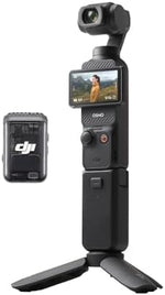 مجموعة منشئ DJI Osmo Pocket 3، كاميرا تسجيل فيديو مع CMOS 1 بوصة وفيديو 4K/120 إطارًا في الثانية، تثبيت ثلاثي المحاور، تتبع الوجه/الأشياء، تركيز سريع، ميكروفون متضمن للحصول على صوت واضح، كاميرا صغيرة للتصوير الفوتوغرافي
