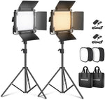 مجموعة إضاءة فيديو LED 660 ثنائية اللون من NEEWER:(2)3200-5600K CRI96+ ضوء مع دعامة U/باب الحظيرة، (2) ناشر سوفت بوكس، (2) حامل ثلاثي القوائم مقاس 75 بوصة، إضاءة رئيسية لبث تسجيل التصوير الفوتوغرافي في الاستوديو