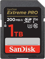 SanDisk 1TB Extreme PRO SDXC card, SD Card, V30 Memory Card, V30 up to 200 MB/s, RescuePro Deluxe data recovery software, SanDisk QuickFlow-Technology, UHS-I, Class 10, U3,