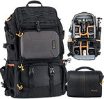 TARION 2 Bags in 1 Extra Large 27L Camera Backpack Large with 15.6" Laptop Compartment Waterproof Rain Cover for Travel Hiking - Multi-Function DSLR Bag with Associate Single Shoulder Bag Case PB01