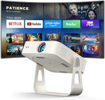 [Official Netflix & Auto Focus] Mini Smart Projector 4K Support, WiFi & Bluetooth, XuanPad Native 1080P Portable Projector with 360° Stand, Auto Keystone, Thinnest Cooling Design, Dust Removal
