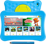 10,1 tommers Kids Tablet AWOW Tablet PC for Kids, KIDOZ forhåndsinstallert, Android 10 Go Quad Core, 32 GB Rom, barnesikker veske og styluspenn, foreldrekontroll, doble kameraer 