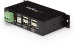 4-Port Industrial USB 2.0 Hub w/ ESD Protection Mountable Multiport Hub