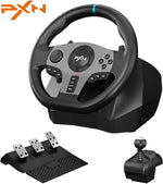 PXN V9 Gaming Steering Wheels,270/900° Driving Sim Racing Wheel,PC Game Steering Wheel with Racing Paddle Shifters,3-pedal Pedals And Gear lever Bundle for Xbox Series X|S,PS3,PS4,PC,Xbox One,NS