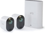 Arlo Ultra 2 Spotlight-kamera - 2 kameras sikkerhetssystem - trådløst, 4K-video og HDR, farge nattsyn, 2-veis lyd, trådløst, 180º visning, hvit 