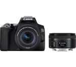 CANON EOS 250D DSLR-kamera med EF-S 18-55 mm f/3.5-5.6 III og EF 50 mm f/1.8 STM-objektiv 