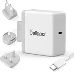 Delippo 61w/65w USB C-lader for Macbook Pro og Air, iPad, Huawei Matebook Lenovo Thinkpad Yoga Dell Xps Asus 