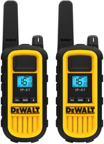 DeWalt DXPMR800 Heavy Duty Professional Walkie Talkie PMR-radio med opptil 15 etasjer/10 km rekkevidde, 2-pakning 