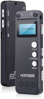 Digital stemmeopptaker, Homder 8GB Profesjonell diktafonstemmeopptaker med MP3-spiller, stemmeaktivert opptaker 