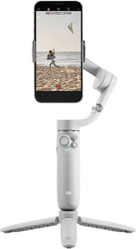 DJI OM 5 Smartphone Gimbal stabilisator, 3-akset telefon Gimbal, innebygd forlengelsesstang, bærbar og sammenleggbar, Grå 