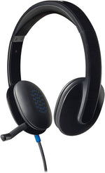 Logitech H540 Wired Headset, Stereo Headphone with Noise-Cancelling Microphone, USB - Black