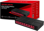 MERCUSYS 8-porters 100/1000 Mbps Desktop Ethernet Switch/Hub, Ethernet Splitter, Sparer strøm med opptil 82 %, Plug &amp; Play, ingen konfigurasjon nødvendig (MS108G) 