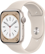 Ny Apple Watch Series 8 (GPS, 45 mm) - Starlight aluminiumsdeksel med Starlight Sport Band - Vanlig 