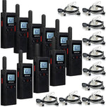 Retevis RB628 walkie talkie for voksne, PMR446 lisensfri, LCD-skjerm VOX, profesjonelle walkie talkies med hodesett (10 stk, svart) 
