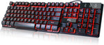 RK100 3 Color LED Backlit Mechanical Feeling Gaming Keyboard Black UK Layout (Red/Purple/Blue)
