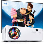 TOPTRO Wifi-projektor Bluetooth 7200 Lumen Native 1080P, støtter 4K hjemmekino, kompatibel med iPhone/Android/TV Stick/PC/USB/PS4/PS5 